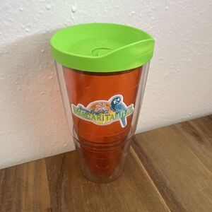 Tervis 24oz Tumbler Jimmy Buffett’s Margaritaville Parrot Orange, w/ Green Lid